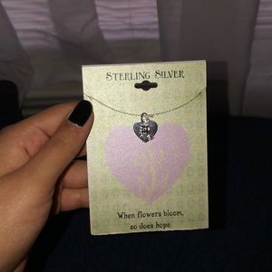 NEW Sterling Silver heart with flower necklace